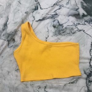 yellow one sleeve top